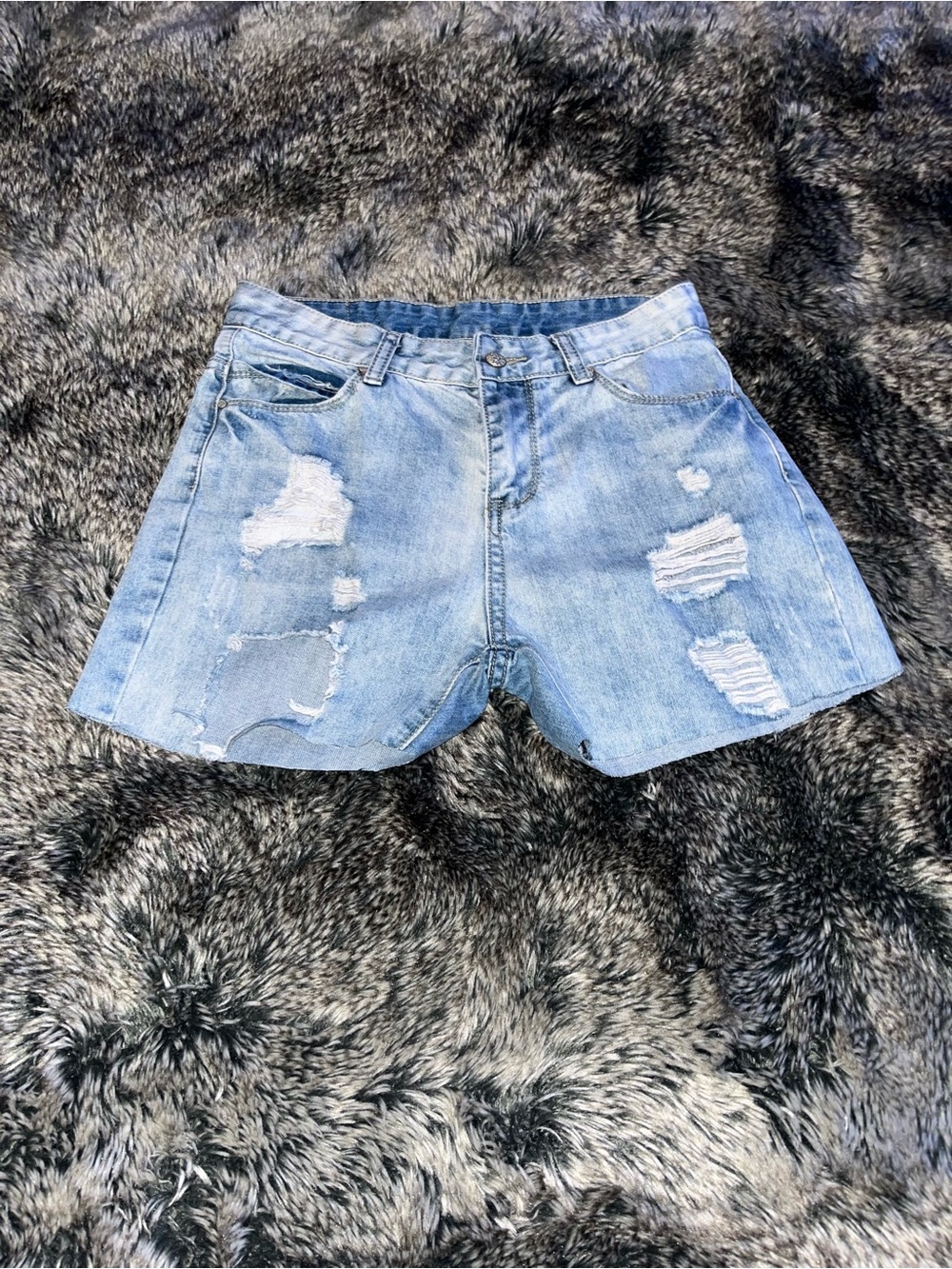 Light Blue Distressed Denim Women's Shorts Size 28